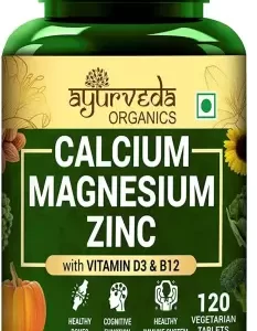 Ayurveda Organics Calcium Magnesium Zinc with Vitamin D3 & B12 Vegetarian Tablet